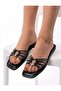 Women's Thin Heeled Jurdan Sole Cross-Strapped Slippers-Black