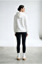 Women's White Hooded Sweatshirt with Side Pockets and 3-Thread Fleece Inside - 4