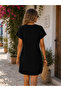 Perfect Simplicity |   Women's V-Neck Short Sleeve Mini Wrinkled Dress - 5