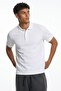 Men's Embroidered Loose Short Sleeve White Polo Neck T-Shirt