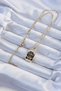 316L Steel Chain Gold Color Embroidered Black Enamel Tarot Necklace - 2