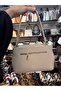 Women's 5-Compartment Leather Look Bag with Long Adjustable Strap - 2
