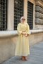 Women's Front Ruffle Detail Waist Tie Dress Yellow - 9