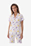 Women Blossom Short Sleeve Shirt Trousers White Set - 2