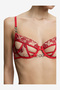 Women Rhea Shiny Red Lifting Wired Bra - 3