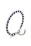 Silver and Blue Colored Hematite Adjustable Steel Chain Bracelet - One Size - 5