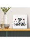 20x20 cm Gallery Wrapped Canvas Wall Art | Sip Happens Quote | Funny Wine Glasses Kitchen Bar Wall Decor | Ready to Hang - 3
