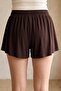Brown Flowy Sandy Shorts - Elastic Waist, Soft Textured Casual Shorts - 5