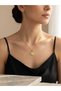Gold Steel Women's Sun Medallion Necklace with Zircon Stone and Sky Theme - 2