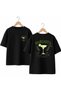 Margarita Yeşill Back and Front Chest Printed 100% Cotton Oversize Loose Regular Fit Crew Neck T-Shirt