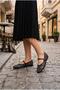 027-147 Tulle Stone Embroidered Comfortable Flexible Buckle Strap Closed Toe Women's Ballerinas - 6