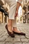 027-107 Satin Buckle Trok Patterned Comfortable Flexible Women's Ballerinas - 6