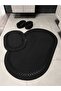 Black Jute Straw Large Size 4-Piece Bathroom Set, Bathroom Mat Set, Bathroom Basket, Mat, Basket Set
