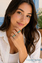 3-Piece Turquoise Pearl Beaded Elastic Women's Ring Set with Flexible Fishing Line String Minimal Summer Ring - 3