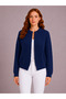 Women's Navy Blue Knitwear Cardigan with Knitted Detail