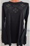 Er Clothing Summer Combed Cotton Blouse Long-Sleeve Crew Neck Stone Black - 5