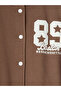 Brown College Collar Boston Printed Girls' Jacket - 3