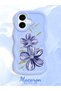 iPhone 17 Compatible Case Camera Protector Blue Silicone Couple Phone Case Floral Pattern - 2