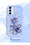 Samsung Galaxy A14 5g Compatible Case Camera Protector Blue Silicone Couple Phone Case Floral Pattern - 2