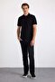Black Regular Plain Embroidered Pique Buttoned Polo Collar T-Shirt - 5