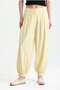 Yellow Linen Pleated Shalwar Cut Trousers - 4