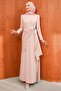 Powder Waist Detailed Stoned Evening Dress - 3