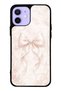 iPhone 12 Glossy Phone Case with Blush Pearl Bow Design