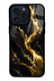 iPhone 14 Pro Max Obsidian Gold Flow Design Glossy Phone Case
