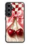 Samsung S24 Fe Cherry Picnic Bow Design Glossy Phone Case