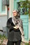 Petra Modern Brush Pattern Shawl - Gray - 2