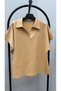 Women's Plus Size Short Sleeve Chest Label Detailed Polo Collar Shorts Set 8286-26 - 5