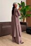 Premium Gofre Linen Long Kimono Wide Leg Pants 2-Piece Hijab Set - 2
