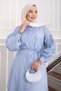 Self-Paillette Lace-Up Long Shirt Tunic Baby Blue - 2