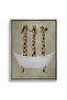 Three Giraffes Bathing Kids Wall Art | Portrait Framed Canvas Print | Luxury Modern Decor for Kids Room - 2