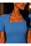 Square Neckline Hidden Pocket Detailed Mini Elegant Dress - 2