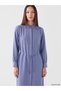 Özmarka New Season Blue Ruffled High Collar Muslin Shirt Dress - 2