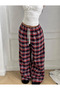 Unisex Checkered Plaid Wide Leg Sweatpants 90% Cotton