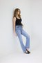 Women's Blue Snow Wash Bootcut Jean Trousers Lycra Stretchy Long Length Denim - 7