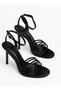 Women's Gold Buckle Detailed Round Toe Heeled Sandals Shoes - 2