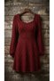 Women's Long Sleeve Square Heart Neck Mini Modal Dress - 8