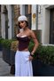 Women's Plum Color Corset Bustier with Clasp 1026-221826 - 2
