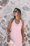 Powder Lace Halter Neck Dress - 2