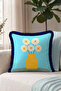 Turquoise Fringed Pillowcase with Flower Vase - Nordic Floral Blue Navy Tassel Throw Pillow Cover - 6