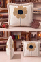 Floral Botanical Fringed Pillowcase - Minimal Floral Bohemian Beige Black Mink Tassel Throw Pillow Cover - 5