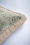 Floral Motif Vintage Fringed Pillowcase-Botanical Country Mint Mink Cream Tassel Throw Pillow Cover - 8