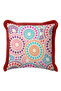Boho Ethnic Mandala Motif Fringed Pillowcase - Colorful Retro Burgundy Tassel Throw Pillow Cover