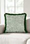 Exotic Tropical Forest Motif Fringed Pillowcase - Elegant Botanical Gray Black Tassel Throw Pillow Cover - 3