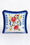Cross-Stitch Look Authentic Floral Fringed Pillowcase-Ethnic Floral Navy Blue Tassel Throw Pillow Cover - 5