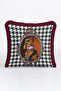 Cat Portrait Baroque Fringed Pillowcase - Eclectic Black Burgundy Tassel Throw Pillow Cover with Noble Figures - 6