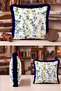 Botanical Leaf Fringe Pillowcase - Watercolor Floral Blue Green Navy Blue Tassel Throw Pillow Cover - 5